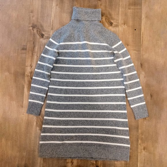 J. Crew Turtleneck Striped Sweater Dress Womens XS Grey + White Soft Casual NWT - Picture 4 of 4